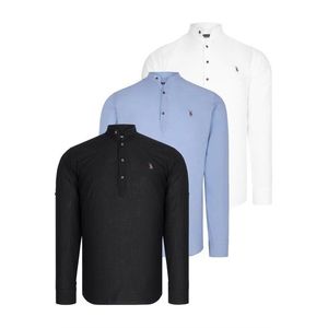 SET OF THREE G783 DEWBERRY JUDGE COLLAR SHIRT-BLACK-WHITE-BLUE obraz