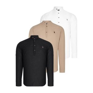 TRIPLE SET G783 DEWBERRY JUDGE COLLAR SHIRT-BLACK-WHITE-BEIGE obraz