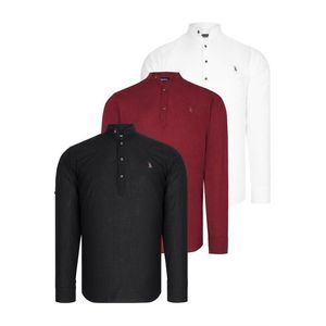 TRIPLE SET G783 DEWBERRY JUDGE COLLAR SHIRT-BLACK-WHITE-BURGUNDY obraz