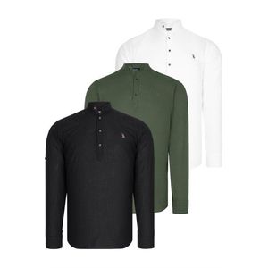 SET OF THREE G783 DEWBERRY JUDGE COLLAR SHIRT-BLACK-WHITE-KHAKI obraz