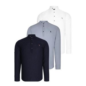 TRIPLE SET G783 DEWBERRY JUDGE COLLAR SHIRT-NAVY BLUE-WHITE-GREY obraz