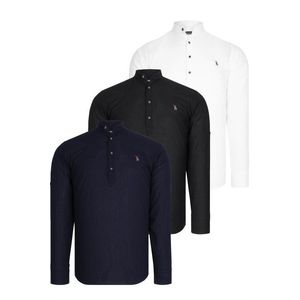 SET OF THREE G783 DEWBERRY JUDGE COLLAR SHIRT-BLACK-WHITE-NAVY BLUE obraz