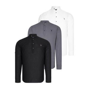 TRIPLE SET G783 DEWBERRY JUDGE COLLAR SHIRT-BLACK-WHITE-ANTHRACITE obraz