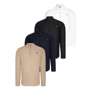 SET OF FOUR G783 DEWBERRY JUDGE COLLAR SHIRT-BLACK-WHITE-NAVY-BEIGE obraz