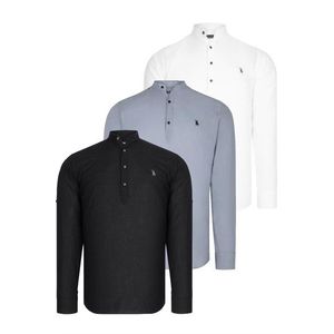 TRIPLE SET G783 DEWBERRY JUDGE COLLAR SHIRT-BLACK-WHITE-GREY obraz