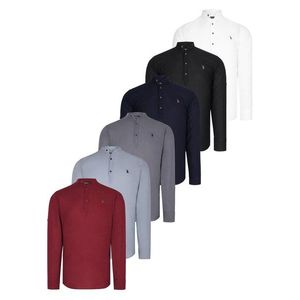 SET OF SIX G783 DEWBERRY JUDGE COLLAR SHIRT-BLACK-NAVY-ANTHRACITE-GRAY-BURGUNDY-KHAKI obraz