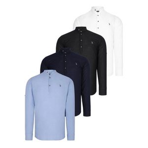 SET OF FOUR G783 DEWBERRY JUDGE COLLAR SHIRT-BLACK-WHITE-NAVY-BLUE obraz