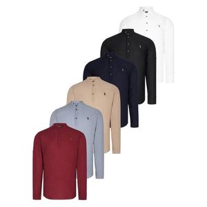 SET OF SIX G783 DEWBERRY JUDGE COLLAR SHIRT-BLACK-WHITE-NAVY-GREY-BEIGE-BURGUNDY obraz