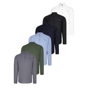 SET OF SIX G783 DEWBERRY JUDGE COLLAR SHIRT-BLACK-WHITE-BLUE-NAVY-ANTHRACITE-KHAKI obraz