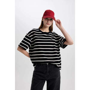 DEFACTO Oversize Fit Crew Neck Striped Short Sleeve T-Shirt obraz