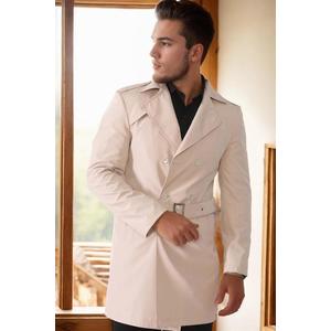 PLT8321 DEWBERRY MEN'S OVERCOAT-PLAIN BEIGE obraz