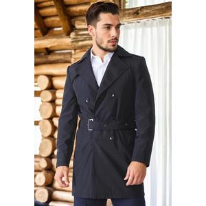 PLT8321 DEWBERRY MEN'S OVERCOAT-PLAIN NAVY BLUE obraz