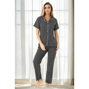 U4716 Dewberry Womens Short Sleeve Pyjama Set-ANTHRACITE obraz