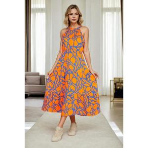 E7818 Dewberry Womens Floral Patterned Dress-ORANGE obraz