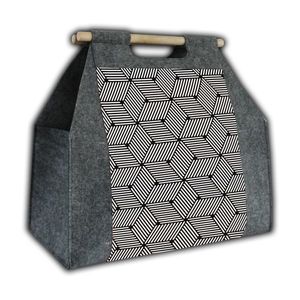 Bertoni Home Unisex's Firewood Bag Cube Grey/Black/White obraz