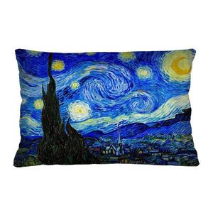 Bertoni Home Unisex's Rectangular Pillow Van Gogh Elegance Print Gwiaździsta Noc Navy Blue obraz