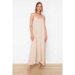 Trendyol Stone Straight Cut V-Neck Maxi Woven Dress obraz