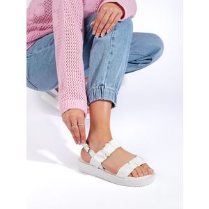 Shelvt White slip-on platform sandals obraz