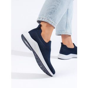 Shelvt Navy blue textile sneakers obraz