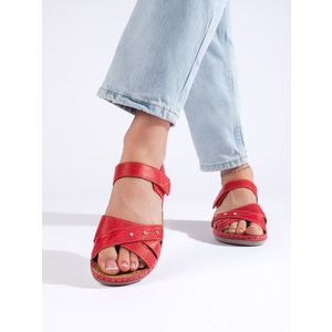 Shelvt Lightweight red women's platform sandals obraz