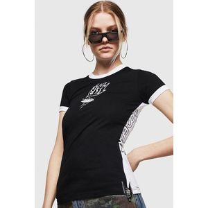 T-shirt - Diesel TSUPERYH TSHIRT black and white obraz