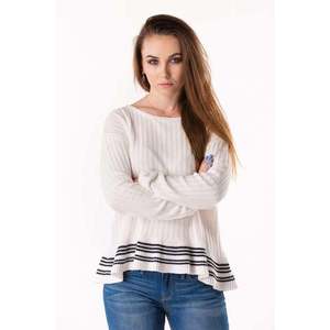 Sweater - TOMMY HILFIGER WALESQUE RUFFLE HEM SWTR LS white obraz