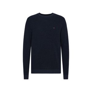 Tommy Hilfiger Sweater - MOULINE STRUCTURE CREW NECK blue obraz