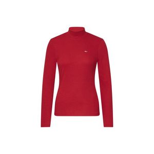 Tommy Jeans T-shirt - TJW RIB MOCK NECK LONGSLEEVE burgundy obraz