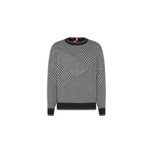 Tommy Hilfiger Sweater - PATCHWORK HERRINGBONE SWEATER black and white obraz