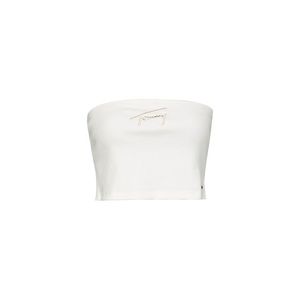 Tommy Jeans Top - TJW CROP SIGNATURE TUBE TOP white obraz