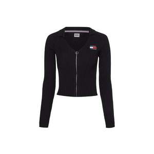 Tommy Jeans Cardigan - TJW BADGE V-NECK COLLAR ZIPPER THRU black obraz