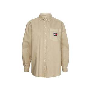 Tommy Jeans Shirt - TJW BADGE BOYFRIEND SHIRT beige obraz