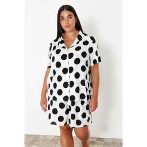 Trendyol Curve Ecru Shirt Collar Polka Dot Woven Pajama Set obraz