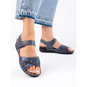 Shelvt Lightweight navy blue women's platform sandals obraz