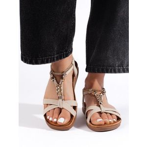 Shelvt Beige women's sandals obraz