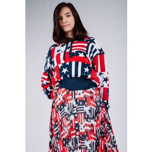 Tommy Jeans Skirt - TJW PLEATED BUTTON THRU SKIRT blue-white-red obraz