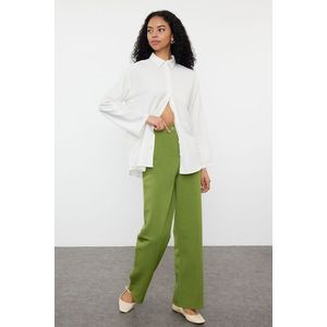 Trendyol Khaki Linen Look Straight Cut Woven Trousers obraz