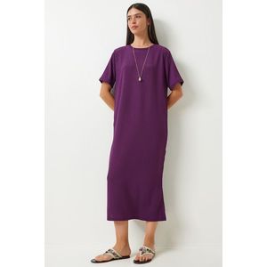 Happiness İstanbul Women's Plum Loose Long Daily Summer Knitted Dress obraz