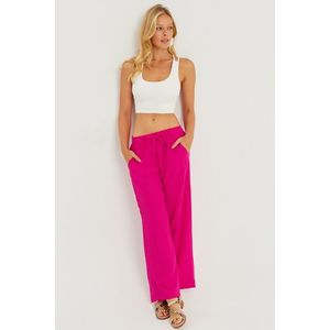 Cool & Sexy Women's Fuchsia Elastic Waist Wrap Pants obraz