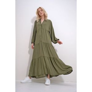 Khaki light dress obraz