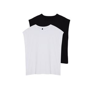 Trendyol Black-White 2 Pack 100% Cotton Sleeveless Knitted T-Shirt obraz