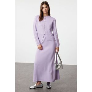 Trendyol Lilac Button Detailed Knitwear Cardigan Skirt Bottom-Top Set obraz