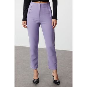 Trendyol Lilac Cigarette Pattern Dart High Waist Ankle Length Woven Trousers obraz