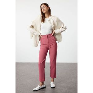 Trendyol Dusty Rose Cigarette Pattern Darted High Waist Ankle Length Woven Trousers obraz