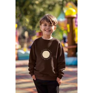 Trendyol Brown Boy's Galactic Patterned Knitted Sweatshirt obraz