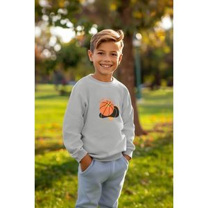 Trendyol Gray Boy's Basketball Patterned Knitted Sweatshirt obraz