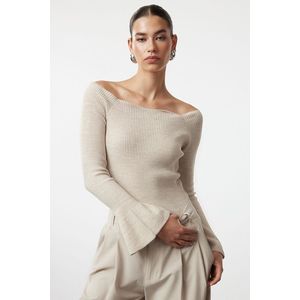 Trendyol Stone Carmen Collar Knitwear Sweater obraz