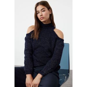 Trendyol Navy Blue Glitter Window/Cut Out Detailed Knitwear Sweater obraz