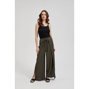 Dámské široké kalhoty s elastickým pasem MOODO - olivová obraz