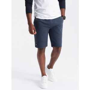 Ombre Men's ottoman knitted short sweat shorts - navy blue obraz